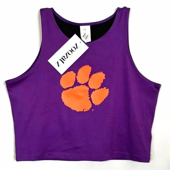 ZOOZATZ Clemson Tigers Cropped Tank Purple Size XL NEW!! - Picture 1 of 3